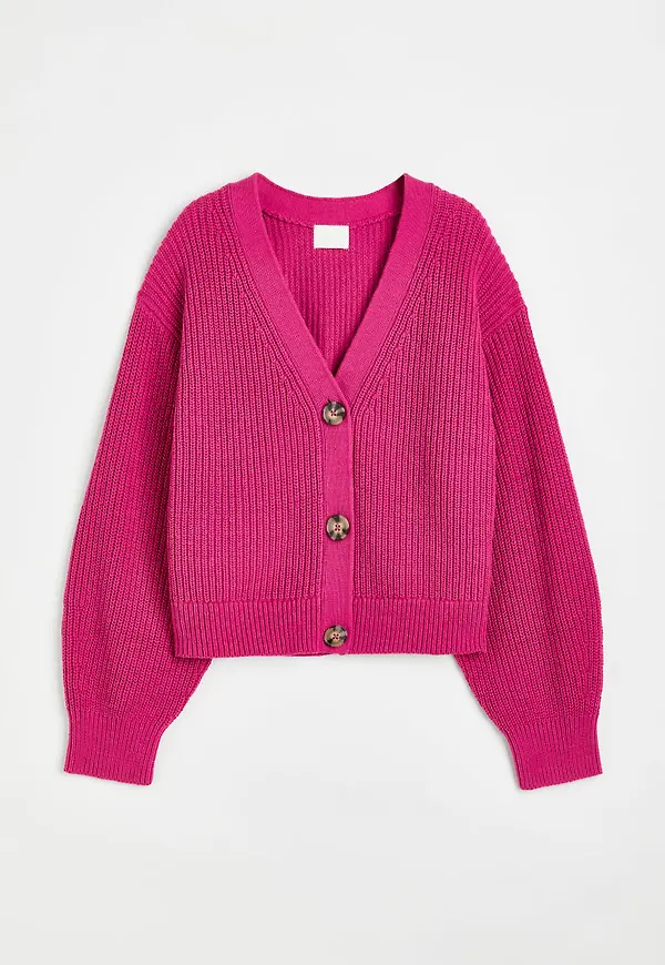H & M - Ribbstickad kofta - Rosa