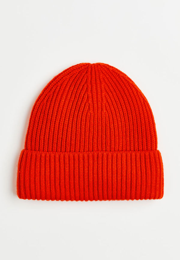 H & M - Ribbstickad mössa - Orange