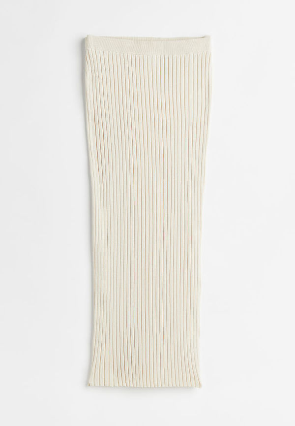 H & M - Ribbstickad pennkjol - Brun
