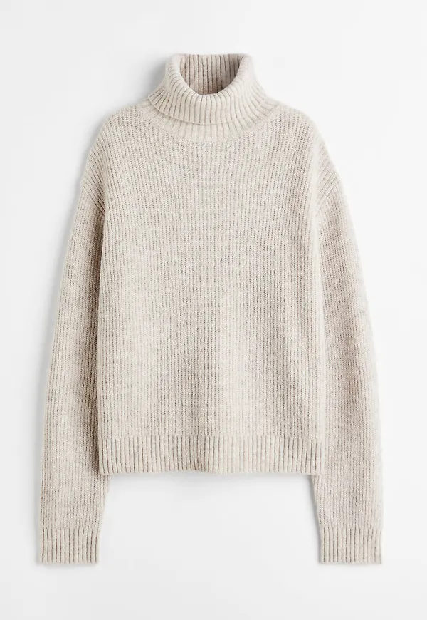 H & M - Ribbstickad polotröja - Brun