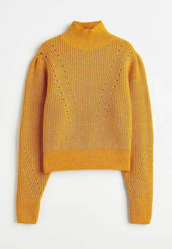 H & M - Ribbstickad polotröja - Gul