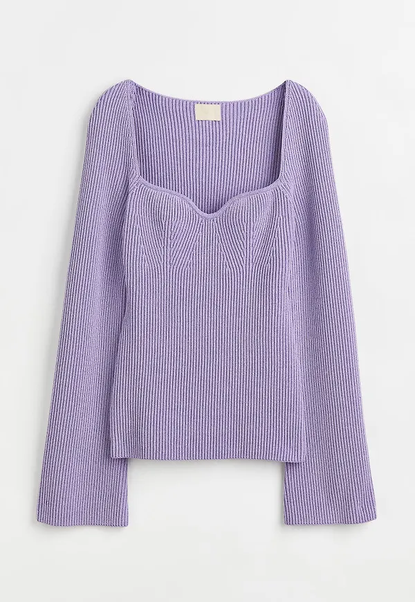 H & M - Ribbstickad topp - Lila