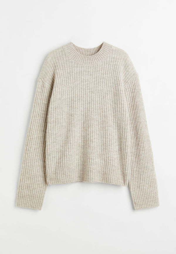 H & M - Ribbstickad tröja - Beige