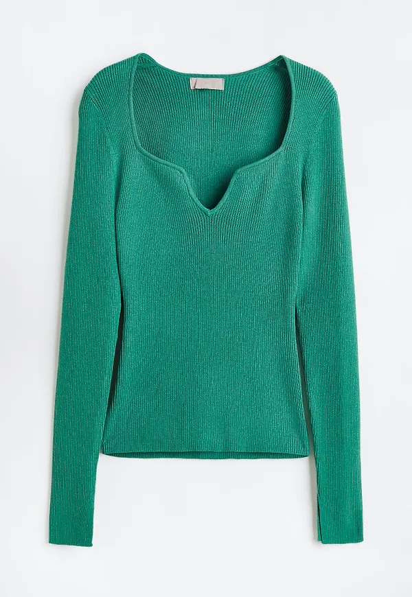 H & M - Ribbstickad tröja - Grön