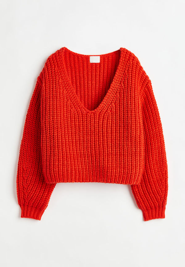 H & M - Ribbstickad tröja - Orange