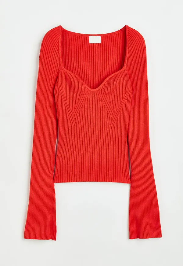 H & M - Ribbstickad tröja - Orange