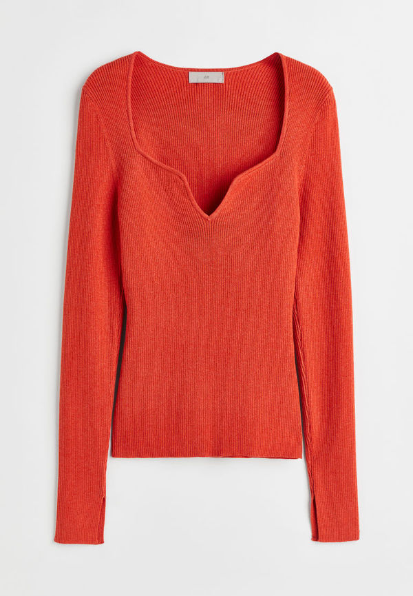 H & M - Ribbstickad tröja - Orange