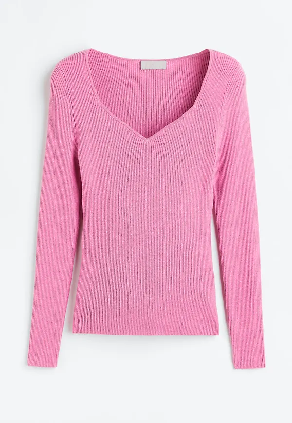 H & M - Ribbstickad tröja - Rosa