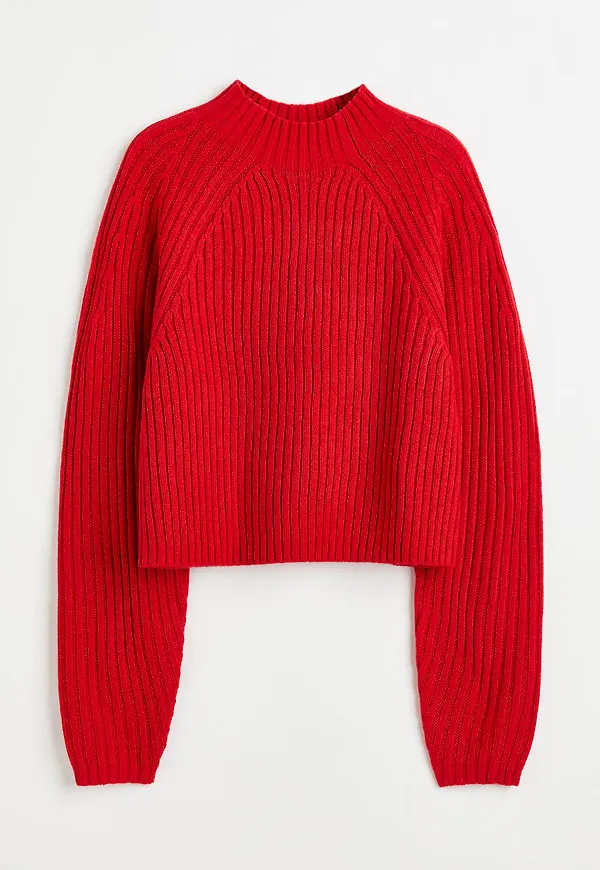H & M - Ribbstickad tröja - Röd
