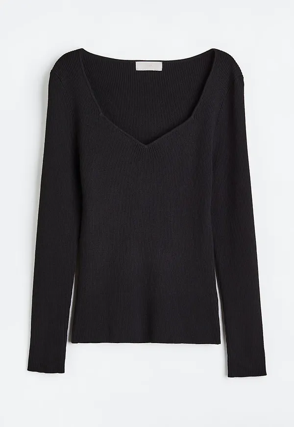 H & M - Ribbstickad tröja - Svart