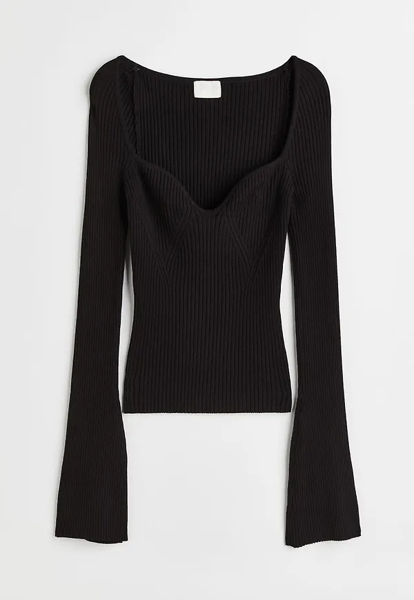 H & M - Ribbstickad tröja - Svart