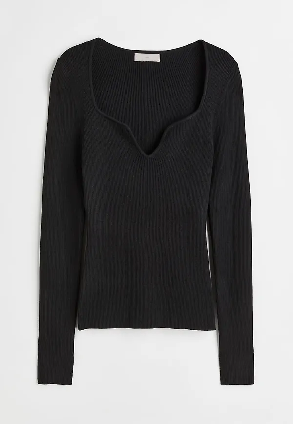 H & M - Ribbstickad tröja - Svart