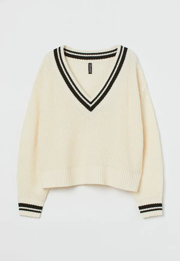 H & M - Ribbstickad tröja - Vit