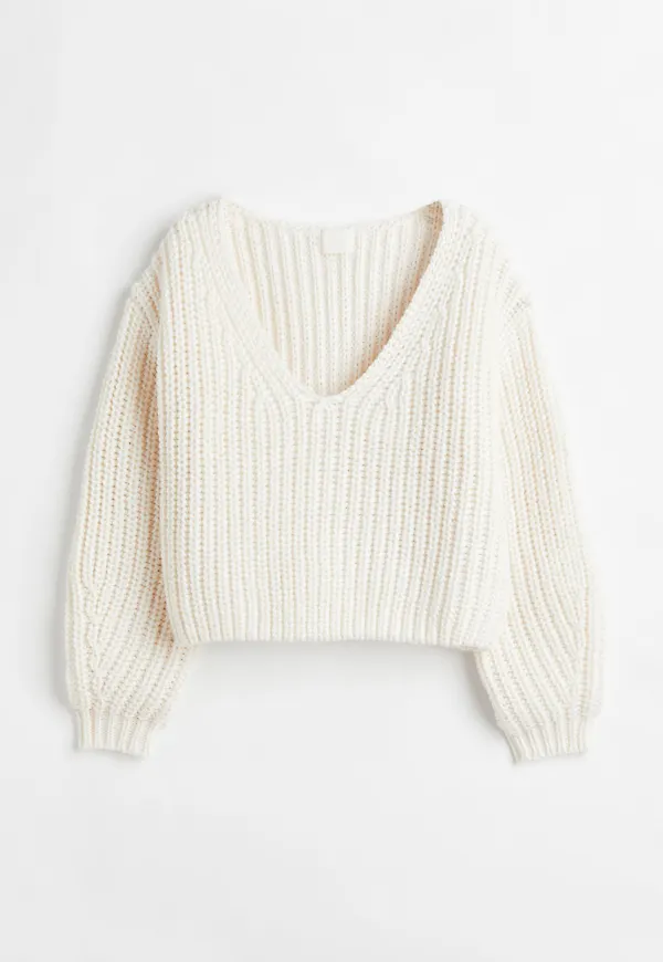 H & M - Ribbstickad tröja - Vit