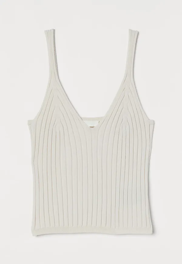 H & M - Ribbstickat linne - Beige