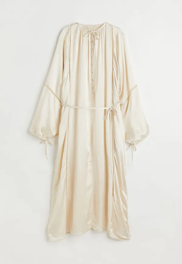 H & M - Satin kaftan dress - Vit