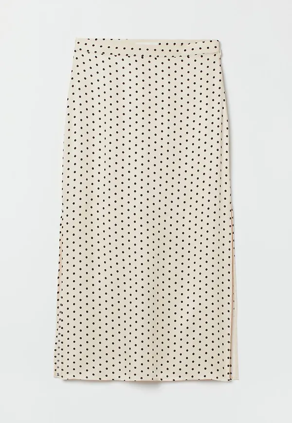 H & M - Satinkjol med slitsar - Beige
