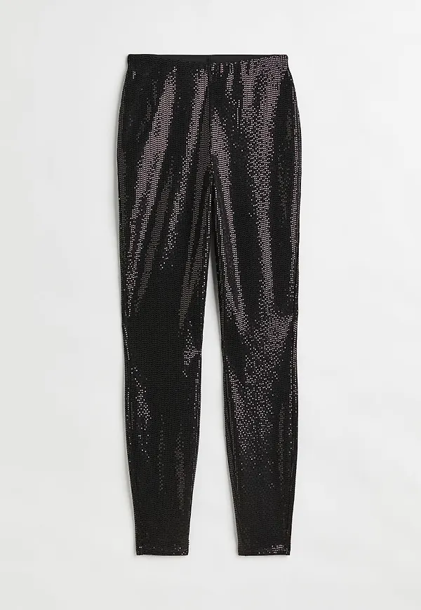 H & M - Sequined leggings - Svart
