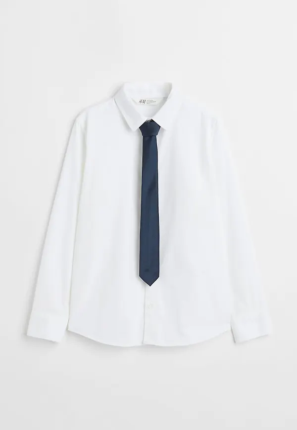 H & M - Skjorta med slips/fluga - Vit