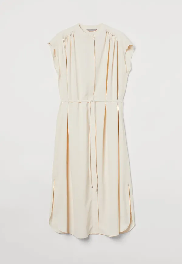 H & M - Skjortklänning med knytband - Beige