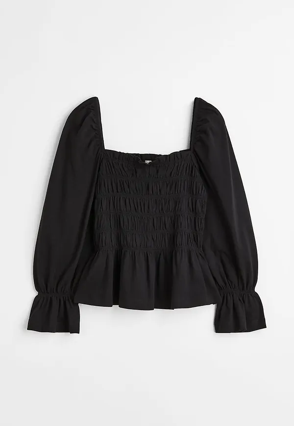 H & M - Smockad topp - Svart