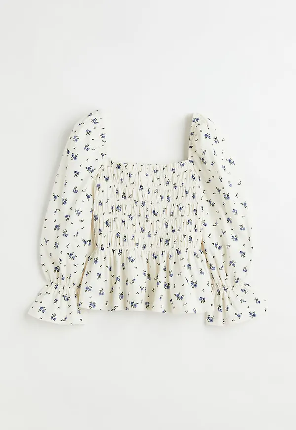 H & M - Smockad topp - Vit