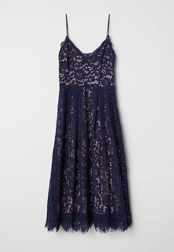 H & M - Spetsklänning - Blå