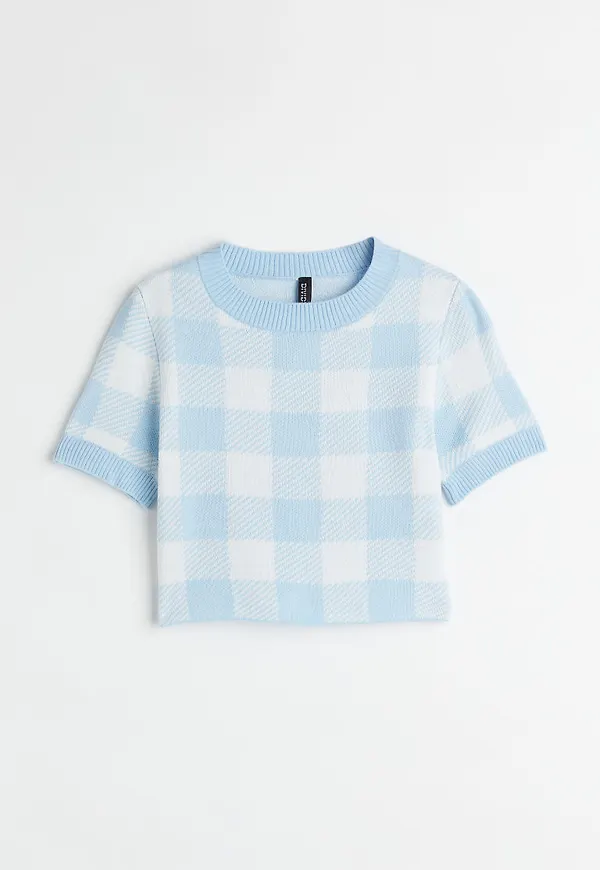 H & M - Stickad croptop - Blå