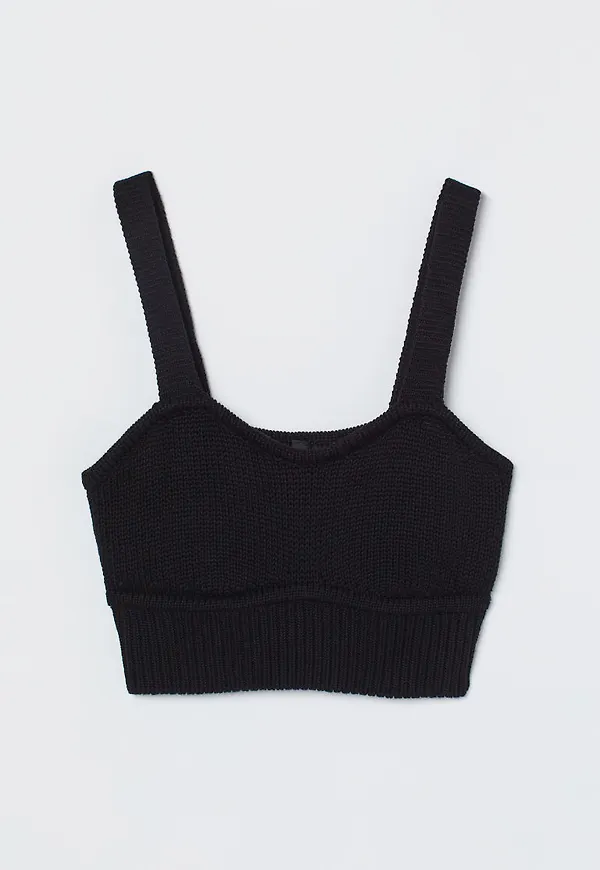 H & M - Stickad croptop - Svart