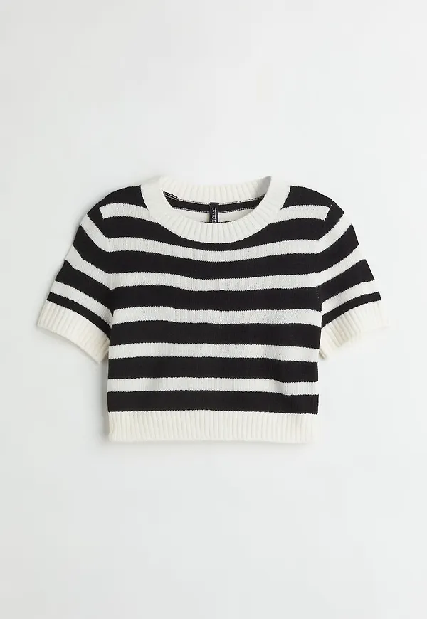 H & M - Stickad croptop - Svart