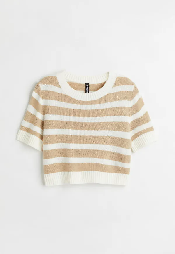 H & M - Stickad croptop - Vit