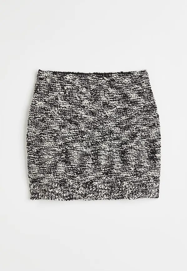 H & M - Stickad kjol - Svart