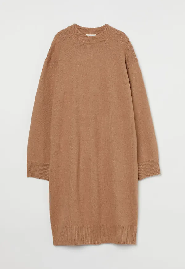H & M - Stickad klänning - Beige