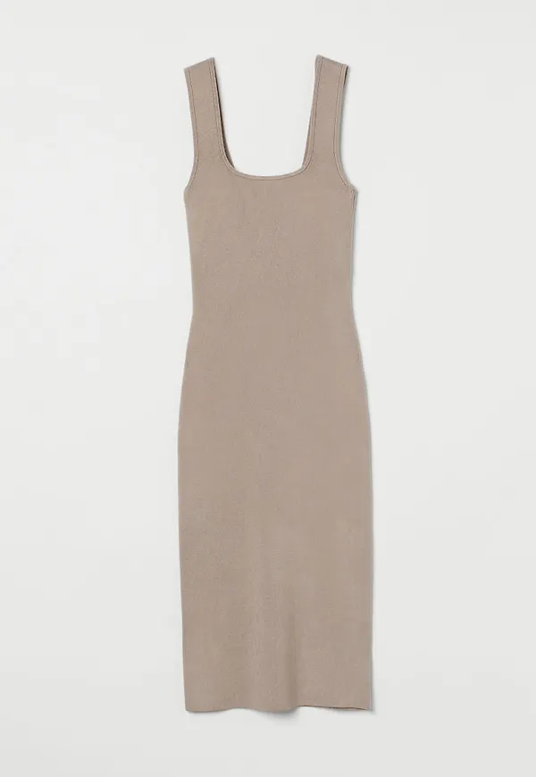H & M - Stickad klänning - Brun