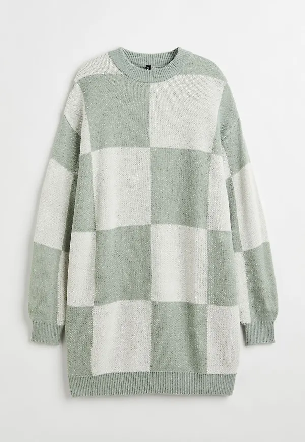 H & M - Stickad klänning - Grön