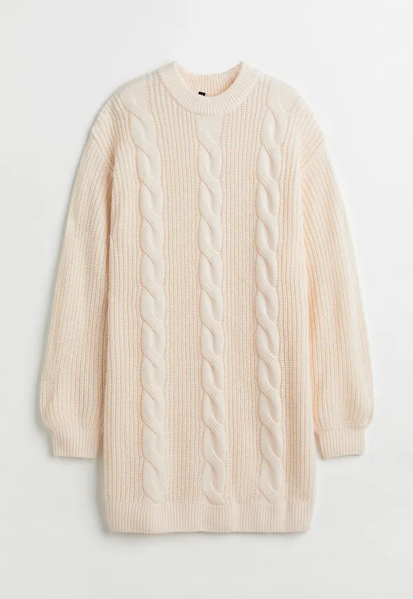H & M - Stickad klänning - Vit
