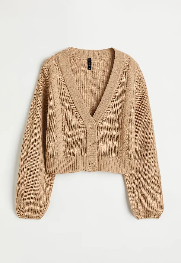 H & M - Stickad kofta - Beige