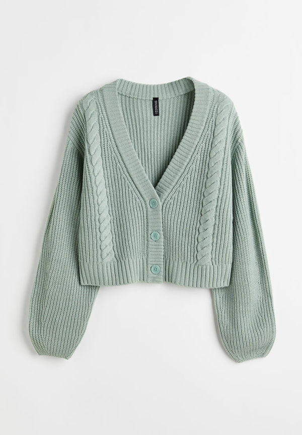 H & M - Stickad kofta - Grön