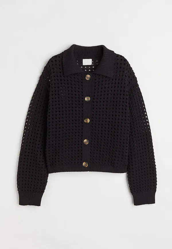 H & M - Stickad kofta - Svart