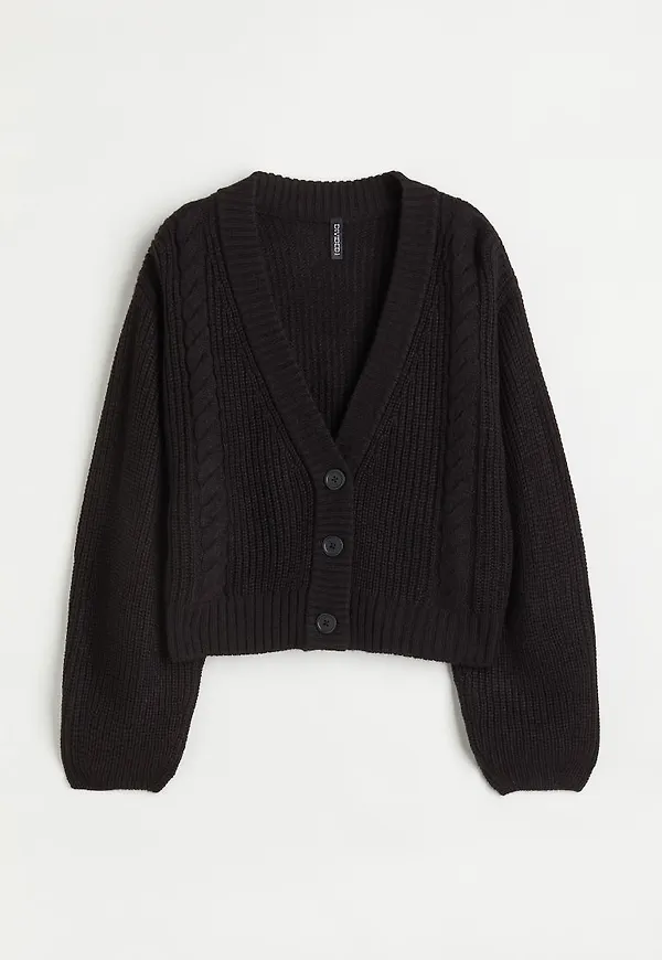 H & M - Stickad kofta - Svart