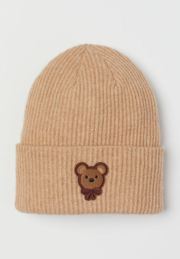 H & M - Stickad mössa - Beige