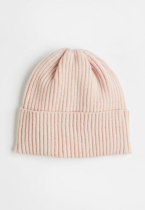 H & M - Stickad mössa - Rosa