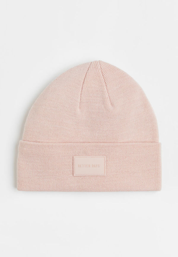 H & M - Stickad mössa med applikation - Rosa