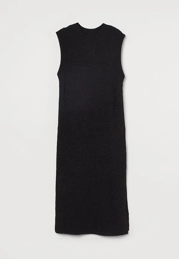 H & M - Stickad slipover-klänning - Svart