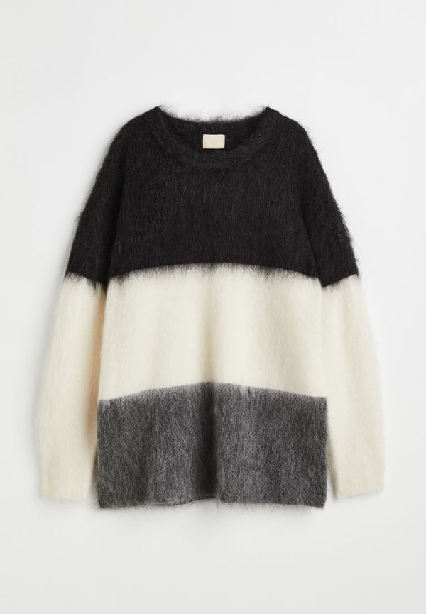 H & M - Stickad tröja i mohairmix - Grå