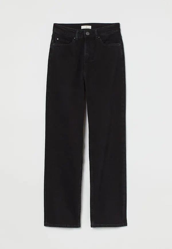 H & M - Straight High Ankle Jeans - Svart