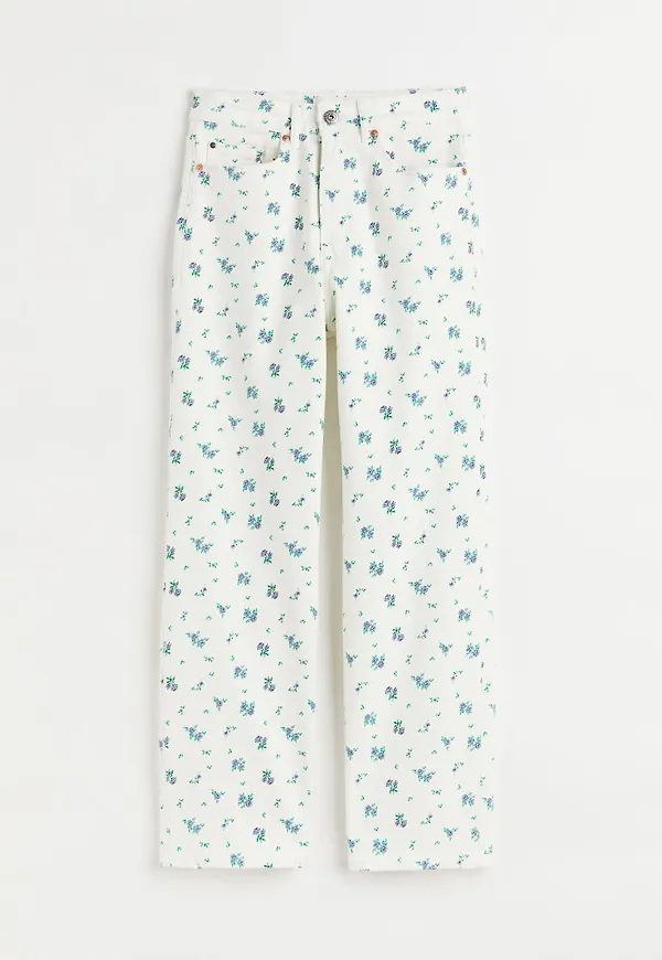 H & M - Straight High Ankle Jeans - Vit