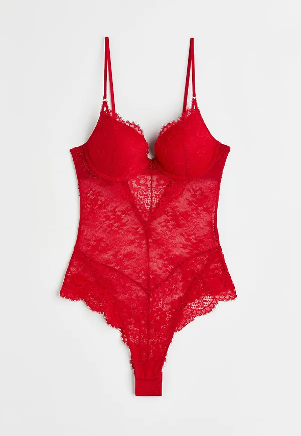 H & M - Stringbody med push up - Röd