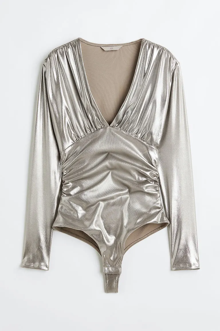 H & M - Stringbody med rynk - Silver