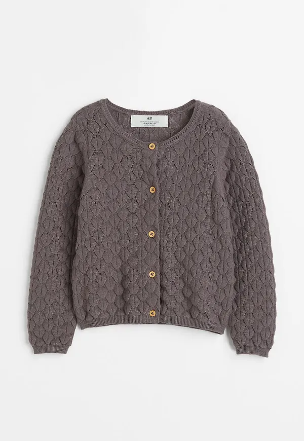 H & M - Strukturstickad kofta - Beige